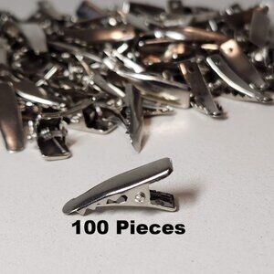 100 Silver Metal Small Prong Alligator Hair Clips 24mm with Teeth Bow Crafting S
